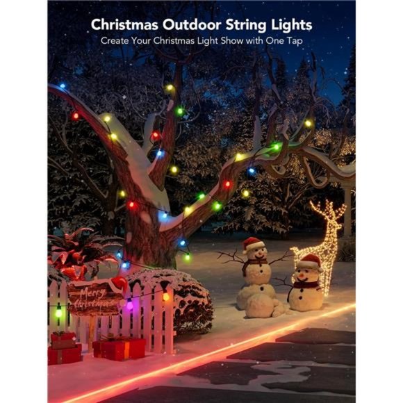 Outdoor String Lights H7015 with 15Dimmable RGBIC LED Bulbs,48ft IP65 Waterproof - Picture 5 of 6